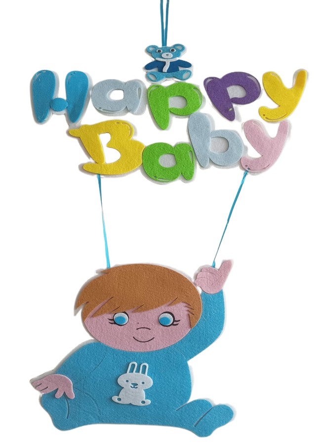Gold Leaf Happy Baby Boy Decorations - Blue Welcome Happy Baby Banner for Baby Shower, Home Reception, and Kids' Birthday Decoration (Boy Baby) - Image 5
